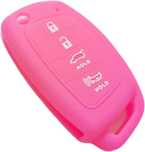 Silicone Rubber Key Fob Cover Compatible with 2013-2019 Hyundai Santa Fe Sonata Tucson Santa Fe Sport(Suitable for Buttons with Eject/flip/fold Bu...