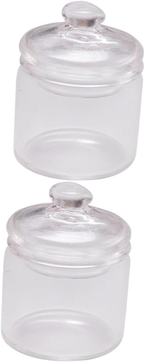 Artibetter 2 Pcs Miniature Jar 1: 12 Doll Miniature Glass Jars with Lids 1:12 Scale Miniature Glass Bottles with Caps Terrarium Tools Carassosorie...