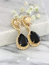 Choupee Sew On Rhinestone Tear Drop Crystal Rhinestones in Gold Setting 48 Pcs (Black, 13 X 18 MM)...