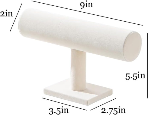 T-Bar Bracelet Holder, Bracelet Watch Display Stand For Store Show, Hair Tied Watch Jewelry Organizer Rack For Selling Show (Beige Velvet)...