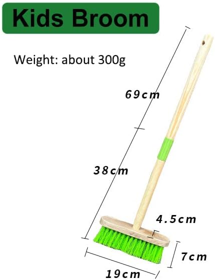 Kids Broom-Wooden Handle Small Broom for Kids Housekeeping Cleaning...