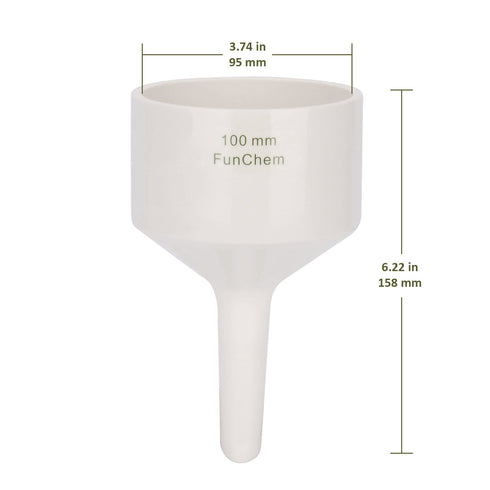 Porcelain Buchner Funnel, 100 mm Porcelain Buchner Filter Funnel O.D. 10 cm I.D. 9.2 cm Lab Funnels...