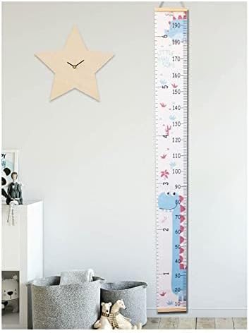 Kids Growth Chart, Wood Frame Fabric Canvas Height Measurement Ruler from Baby to Adult for Child's Room Decoration 7.9 x 79in (7.9 x 79in, Blue D...