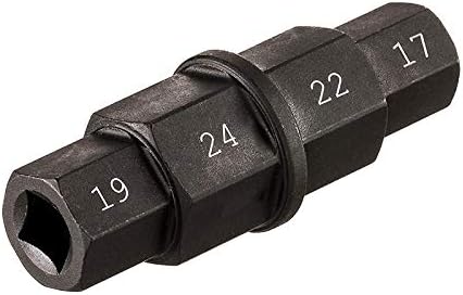 Hex Axle Wrench, 4 Metric Hex Sizes, 17mm, 19mm, 22mm, 24mm, Black, Heat-Treated...