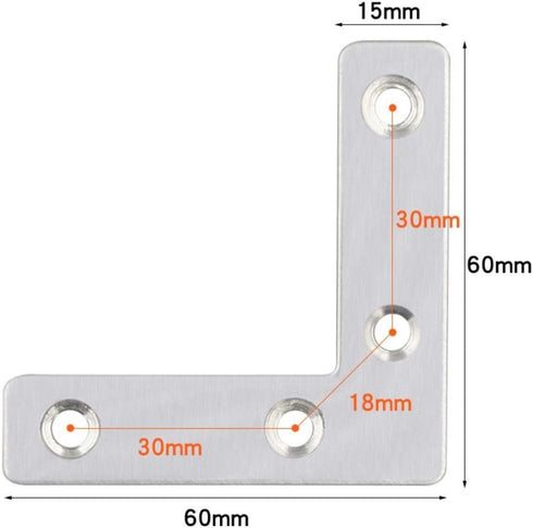 10 Pieces 2.36'' x 2.36'' L Shape Flat Bracket Flat Corner Brace for Wood Desk Chair Cabinet Drawer Closet Frame Furniture...