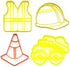 CONSTRUCTION WORKER EQUIPMENT SAFETY GEAR SET OF 4 COOKIE CUTTERS BAKING TOOL 3D PRINTED MADE IN USA PR1557 Multicolor...