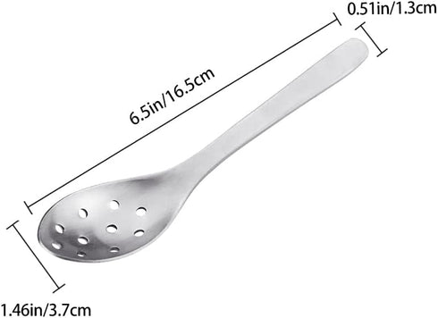 AOOSY Small Slotted Spoons,Modern Stylish Thick Heavy-weight Short handle Stainless Steel 10 Holes Durable Caviar Spoon for Soup Cereals Dips Curr...
