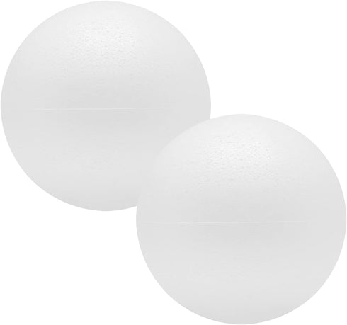 FFchuanhe 2 Pcs Craft Foam Balls 8 Inch, Polystyrene Smooth Round Balls, for Arts and Crafts Supplies School Project, Wedding, Holiday Party. Whit...