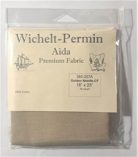 Wichelt Permin Aida Premium Fabric 16 Count 18" x 25" Golden Needle...