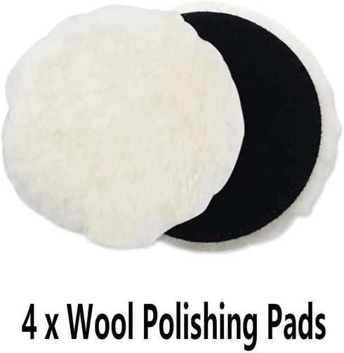 6 Pcs 6 Inch Wool Polishing Buffing Pad Polishing Buffing Wheel for Drill Buffer Attachment with M14 Drill Adapter...