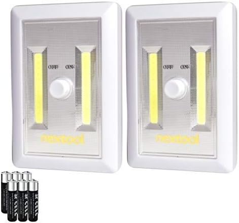 nextool 2-Pack Adjustable Brightness Battery Included COB LED Cordless Dimmer Switch Light, Tap Light, Battery Operated LED Night Lights, Batterie...