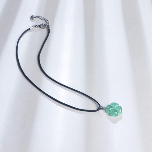 Four Leaf Clover Necklace,Made with Green Aventurine for Faith Hope Love and Luck 18 Inch Rope Chain St. Patrick's Day...