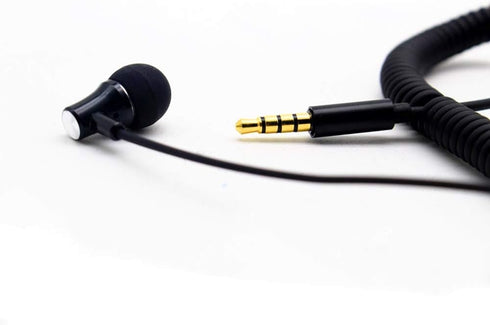 k8 Single Side Earphone in-Ear Stereo to Mono Earbud Headphones,3.5mm Plug Metal Noise Isolating Earplugs with mic,Spring Coil Reinforced Cord......