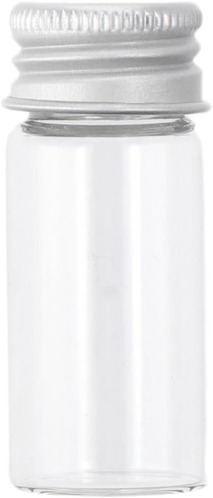 12Pcs Sealed Glass Bottles, 10ml Sample Vials, Small Empty Transparent DIY Crafts Vials with Aluminium Caps for Liquids, Powder, Seeds...
