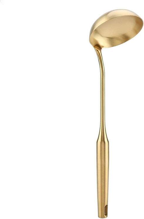 Stainless Steel Soup Ladle Spoon - Big Kitchen Spatula Turner Cooking Tool With Comfortable Grip (Gold)...