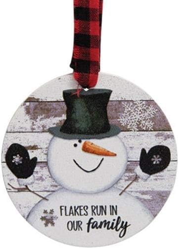 Set of 3 Snowman Shiplap Style Christmas Wood Ornaments - Close to Heaven Down to Earth - Wishing You a Snowy White Christmas - Flakes Run in Our ...