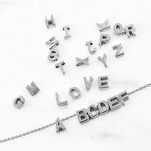 LiQunSweet 26 Pcs Letter Alphabet Metal Alloy Loose Beads for Women Men Initial Jewelry Making DIY Craft Supplies - 10x3mm...