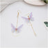 Temperament Long Butterfly Chain Tassel Drop Dangle Earrings for Asymmetric Pearl Circle Pendants Earrings Colored Tulle Butterfly Wings Earrings...
