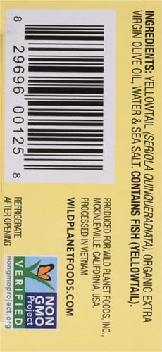 Wild Planet Wild Yellowtail Fillets in Organic Extra Virgin Olive Oil, Skinless & Boneless, Tinned Fish, Sustainably Wild-Caught, Non-GMO, Kosher,...