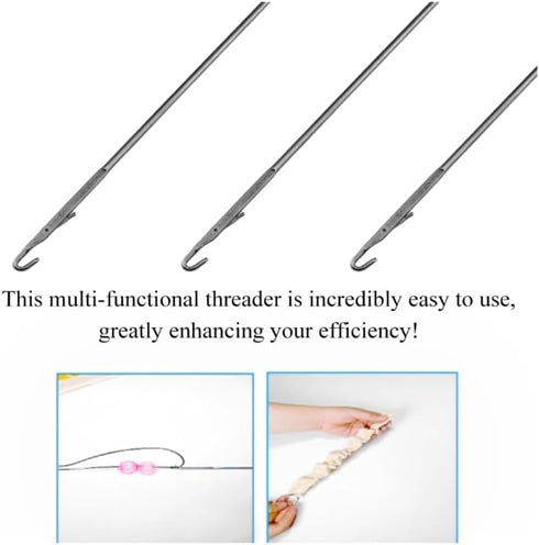 HAHIYO 3Pcs 6.9inches Stainless Steel Drawstring Threader Sewing Loop Turner Hook with Latch Sewing Needle Inserter Threader Needle for Drawstring...