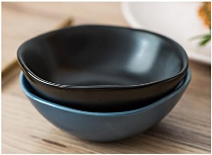 Classic Matte Ceramic Sauce Dishes Sushi Dipping Bowls Appetizer Plates with Irregular Ddge for Kitchen3.2'' (Set of 4)...
