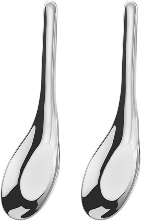 2 Pieces Stainless Steel Soup Spoons Dinner Spoons Soup Spoons Chinese Soup Spoon Asian Soup Spoon Table Spoons Tasting Spoon for Home Restaurant ...