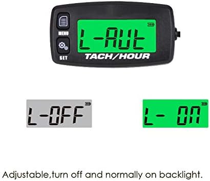 Jayron JR-HM032A Self Powered Digital Tach/Inductive/Maintenance/Waterproof/Backlit/Shutdown Hour Meter,Battery Replaceable,for Lawn Mower Tractor...