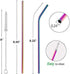 Reusable Straws Set, Stainless Steel Metal, Colorful, Includes 8 Straws, 4 Silicone Tips, 2 Cleaning Brushes, and 2 Travel Pouches, Draw String Ba...