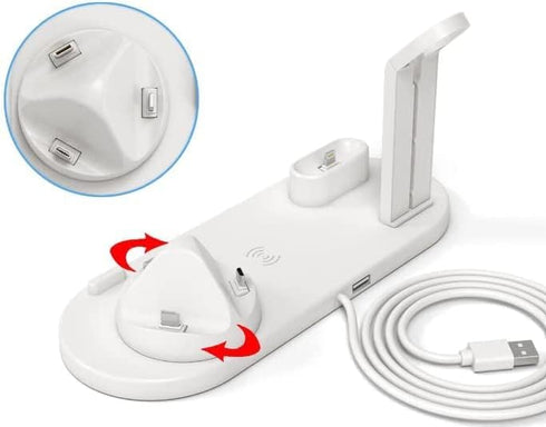 Multi-Port Fast Wireless Charging Station | Universal Contactless Charging Docks | Compatible with Smart Devices, Watch, AirPods Pro, iPhone 14/13...