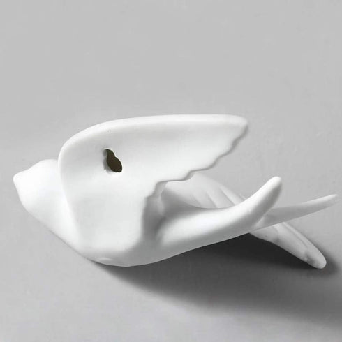 Pair Ceramic Birds Sparrows Swallows Dove White Wall Mounted Decor Hanging for Bathroom Livingroom Garden Wall Sculptures, Small...