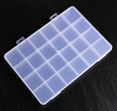 2PCS 24 Slots Transparent Plastic Jewelry Organizer Box Compartment Storage Container for Bead Rings Jewelry Display Organizer...