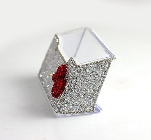 Bling Pure Handmade Bling Bling Rhinestones Stainless Steel Metal Business Card Holder Name Card Case (Red bow)...