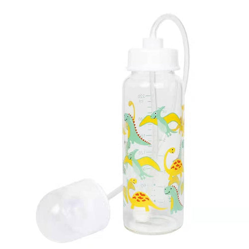 Anti-Colic Self Feeding Baby Bottle System 7 oz Glass Bottle (1 Pack - Dinosaur)...