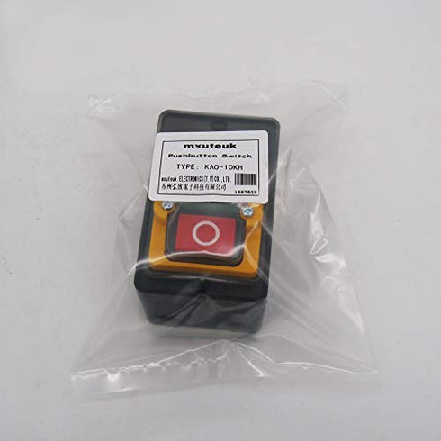 mxuteuk Waterproof Push Button Switch Motor On Off Switch Start Stop Switch Self Lock Mechanical Equipment Control Station 10A AC 220V/380V KAO-10...