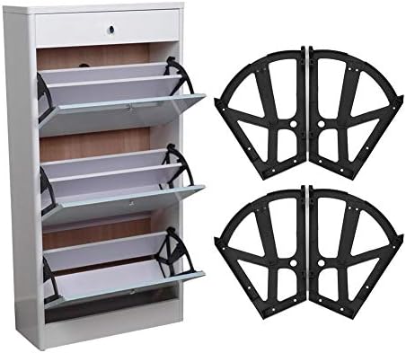 4Pcs/Set Shoes Drawer Hinge Home Furniture Cabinet Hinge Flip Plate Frame Turning Rack Accessory Household Shoe Organizer for Bedroom Living Room...