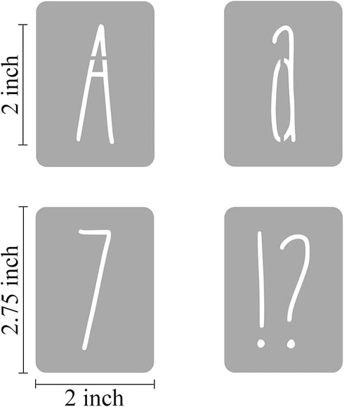 2 Inch Alphabet Letter Stencils for Painting - 70 Pack Letter and Number Stencil Templates with Signs for Painting on Wood, Reusable Skinny Letter...