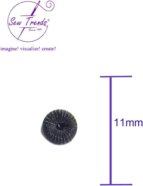 12 Pcs Black Mini Flower Shape Tiny Round Buttons- 11 mm- Sewing Quilting Renaissance Carnival Dance Hawaiian Costumes Outfit Bags Drapery- #BTA-2...
