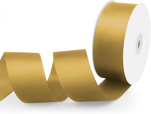 1-1/2" Width x 50 Yards Satin Fabric Ribbon, Gold Ribbon Perfect for DIY Bows, Swags, Gift Wrapping, Craft, Flower Bouquet?Christmas and Party Dec...