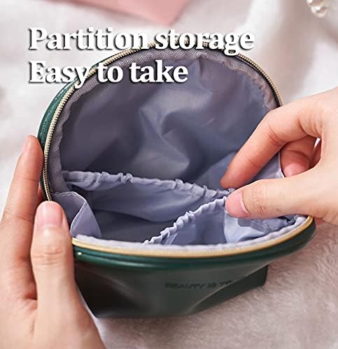 Womens Mini Cosmetic Beauty Bag,Half Moon Coin Purse Lipsticks Pouch With Zipper for Girls Makeup Accessories (Pink)...