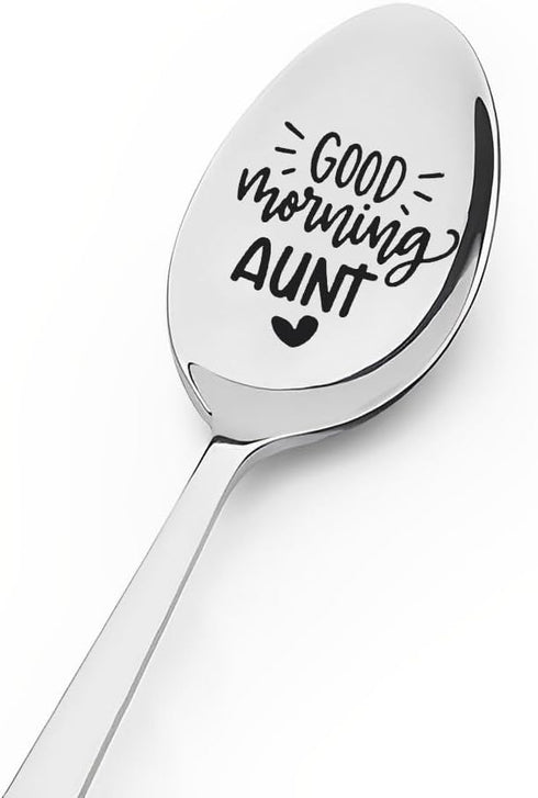 Best Auntie Aunt Birthday Gifts, Special Aunt Gifts from Niece Nephew, Good Morning Aunt Spoon Gift for Auntie Aunt Mothers Day Christmas Gifts, A...