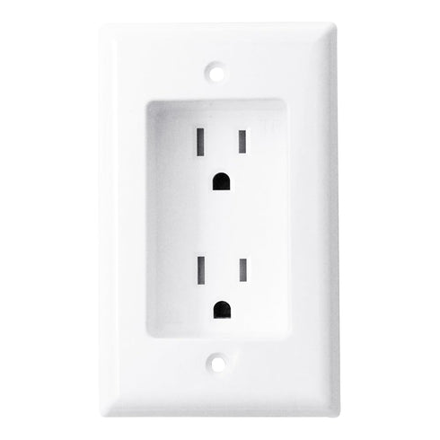 Construct Pro Single Gang Recessed Dual Power Outlet (White)...