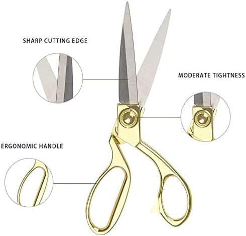 Professional Heavy Duty Tailor Scissors 8" Gold Stainless Steel Dressmaker Shears(Gold)...