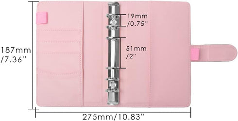 A6 Binder Cover Glitter White PU Leather Binder Cover Refillable 6-Ring Planner Budget Binders Loose-Leaf Notebook Binder Covers with Magnetic Buc...