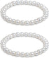 Elastic Pearl Bracelet Wedding Accessories Bridesmaid Bracelet Faux Pearl Bracelet Bridal Party Prom Beaded Bracelet (2PCS)...