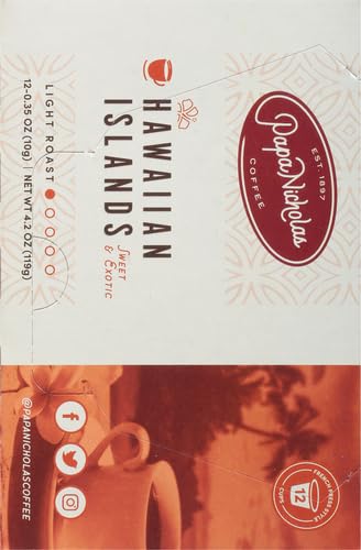Papanicholas Coffee Single Serve Coffee Cups, Fits Keurig K Cup Brewers, Coffee Pods Hawaiian Islands Blend,12 Ounce...