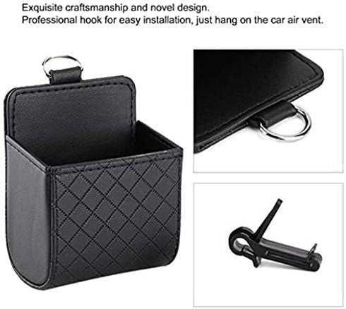 TRUE LINE Automotive Car Interior Air Vent Dash Mount Phone Storage Coin Bag Case Organizer Cellphone Holder Box with Hook (Black)...