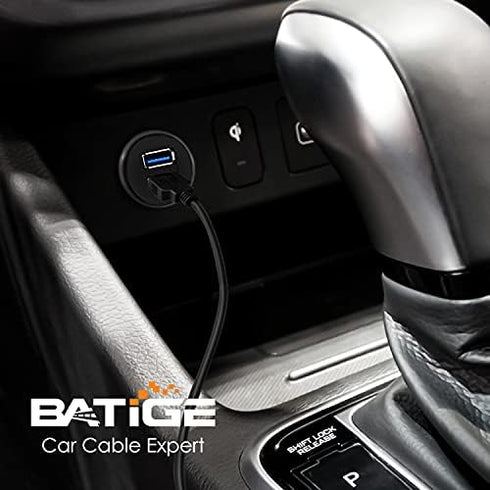 BATIGE 2 Ports Dual USB 3.0 Male to USB 3.0 Female AUX Flush Mount Car Mount Extension Cable for Car Truck Boat Motorcycle Dashboard Panel 1ft...