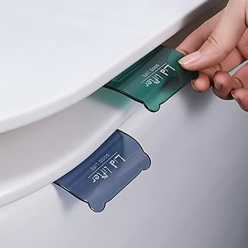 2Pcs Blue and Green Toilet Seat Handle,Toilet Cover Lifter, Toilet Cover Support Lifter, Suitable For Families, Offices And Hotel Bathrooms, Plast...