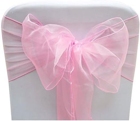 Elegant Organza Chair Sashes Sheer Fabric Sashes for Weddings, Parties, and Special Events – (Pack of 10 Pieces, Baby Pink)...
