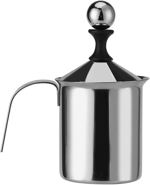 Foam Maker, Stainless Steel Manual Milk Frother, Manual Operated Milk Foam Maker, with Double froth screen, for Cappuccino Coffee Latte Hot Chocol...